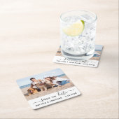 日付を保モダン存カップル婚約ペットの写真 スクエアペーパーコースター (インサイチュ)