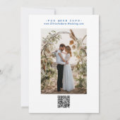 日付を保存お洒落する青い手描き結婚式 招待状 (裏面)