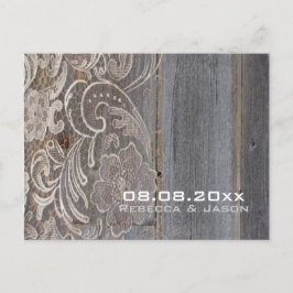 日付を保存したウッドレース西の田舎の結婚式 案内ポストカード