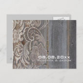 日付を保存したウッドレース西の田舎の結婚式 案内ポストカード (正面/裏面)