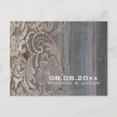 日付を保存したウッドレース西の田舎の結婚式 案内ポストカード (正面)