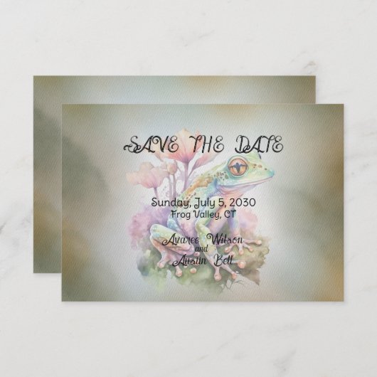 日付を保存したカエルの結婚式 セーブザデート (正面/裏面)