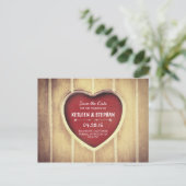 日付を保存したハートの田舎彫り 案内ポストカード (スタンド正面)