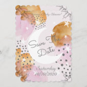 日付を保存したピンクの月 セーブザデート (正面/裏面)