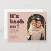 日付を保存した赤面の赤いスクリプト写真に戻る ポストカード (正面/裏面)