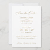 日付を保存した金ゴールドのvellum結婚式のフォトカード セーブザデート (裏面)