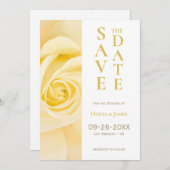 日付を保存した黄色のバラの結婚式 セーブザデート (正面/裏面)