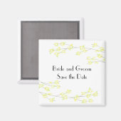 日付を保存した黄色の柔らかい花 マグネット (正面/裏面)