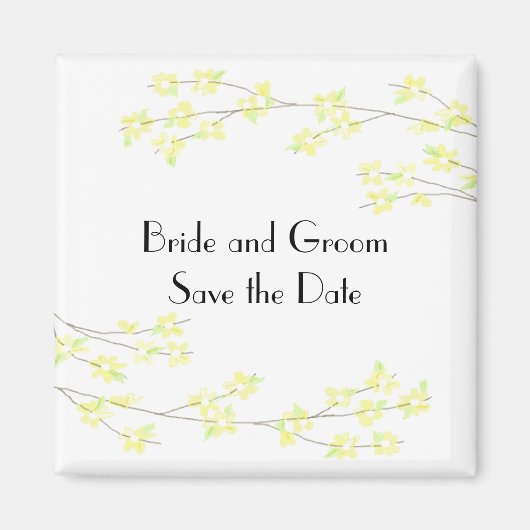 日付を保存した黄色の柔らかい花 マグネット (正面)