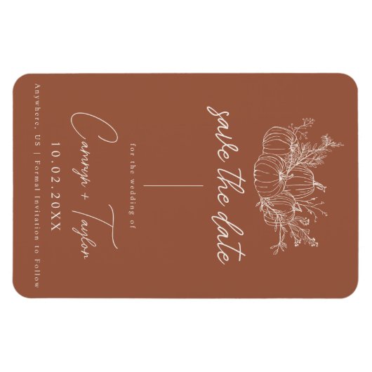 日付を保存してカボチャの結婚式 マグネット (横)