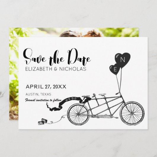 日付を保存してタンデム自転車の写真を行う セーブザデート (正面/裏面)