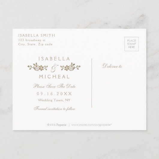 日付を保存してバーガンディヴィンテージレース素朴な結婚式 案内ポストカード (裏面)