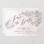 日付を保存してブルゴーニュ素朴なフローラ書 セーブザデート (正面/裏面)