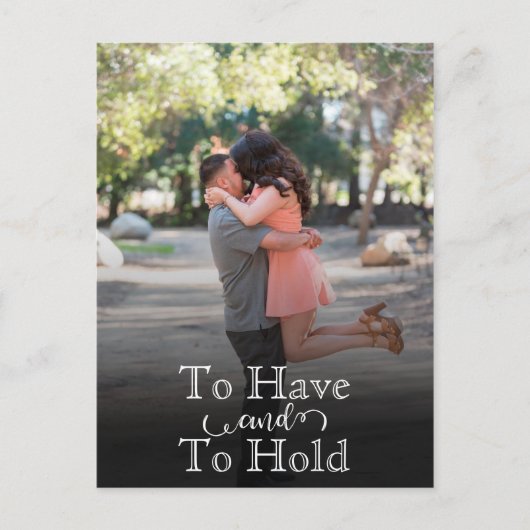 日付を保存してモダン文字結婚式を保持する 案内ポストカード (正面)