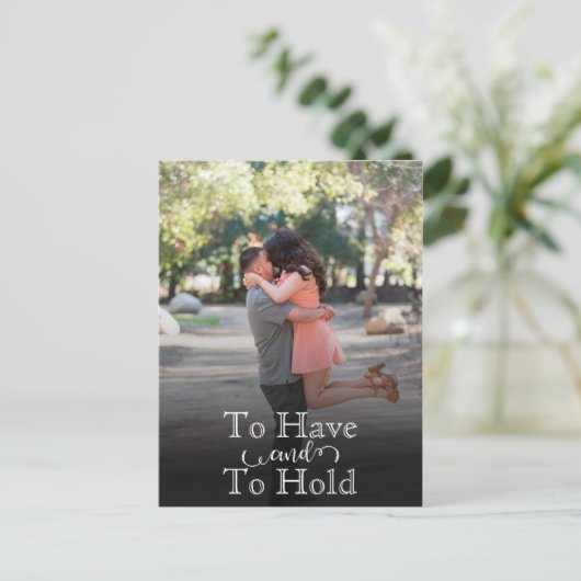 日付を保存してモダン文字結婚式を保持する 案内ポストカード (スタンド正面)