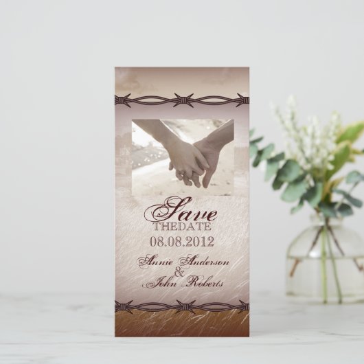 日付を保存して有刺鉄洋式カントリーウェディング セーブザデート