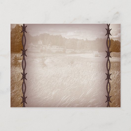 日付を保存して有刺鉄洋式カントリーウェディング 案内ポストカード (裏面)