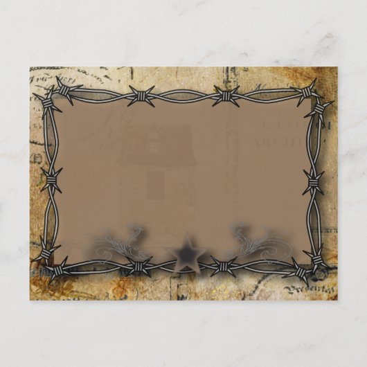 日付を保存して有刺鉄洋式カントリーウェディング 案内ポストカード (裏面)