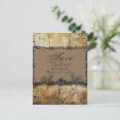 日付を保存して有刺鉄洋式カントリーウェディング 案内ポストカード (スタンド正面)