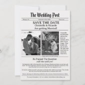日付を保存して現代的な新聞の結婚式 招待状 (正面)