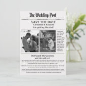日付を保存して現代的な新聞の結婚式 招待状 (スタンド正面)