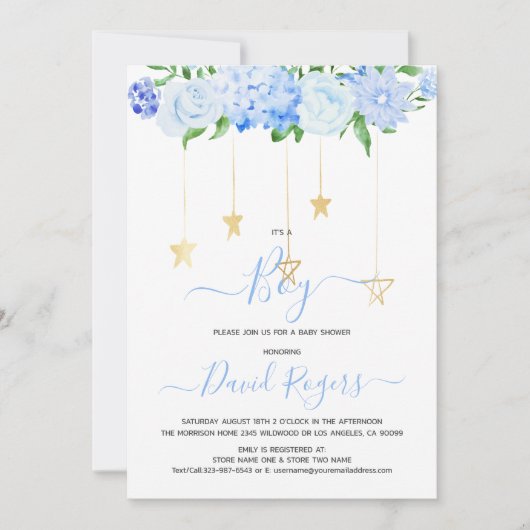 日付を保存して男の子フローラの赤ちゃんシャワーパーティー セーブザデート (正面)