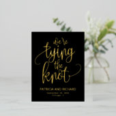 日付を保存して結び目の結婚式 箔シーズンポストカード (立ち正面)