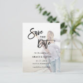 日付を保存して色あせた写真の結婚式 ポストカード (スタンド正面)