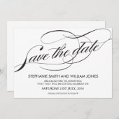 日付を保存して黒と白の花色の渦巻き セーブザデート (正面/裏面)