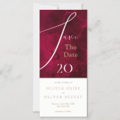 日付を保存してBurgundy情熱の結婚式 マグネット招待状 (正面)
