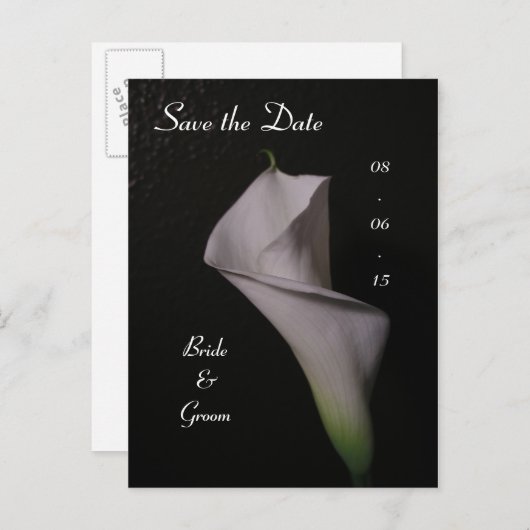 日付を保存してCalla Lily結婚式 案内ポストカード (正面/裏面)