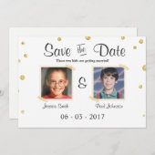 日付を保存しよう！ ラスティック ブラックボード ゴールド ブラック ウェディング 招待状 (正面/裏面)