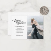 日付を保存しモダンた手書写真の結婚式 ノートカード (正面/裏面インサイチュ)