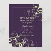 日付を保存し、モノグラムのクリームの渦巻き/DIY色！ 案内ポストカード (正面/裏面)