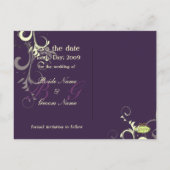 日付を保存し、モノグラムのクリームの渦巻き/DIY色！ 案内ポストカード (裏面)