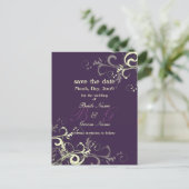 日付を保存し、モノグラムのクリームの渦巻き/DIY色！ 案内ポストカード (スタンド正面)