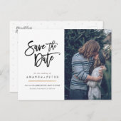 日付を保存し、手書きのおもしろいスクリプトはがき 案内ポストカード (正面/裏面)