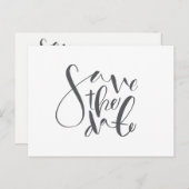 日付を保存し、手書きのスクリプトホワイトとグレー 案内ポストカード (正面/裏面)