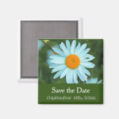 日付を保存し、純粋な白いデイジーの花の緑 マグネット (正面/裏面)