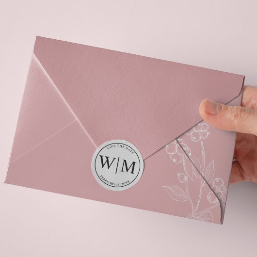 日付を保存するためのモノグラムイニシャル文字 ラウンドシール