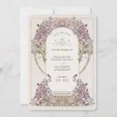 日付を保存するアールヌーボー・ウィリアム・モリス・ラベンダー 招待状 (正面)