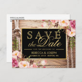 日付を保存するウェスタン素朴カントリーウッドフローラ 案内ポストカード (正面/裏面)