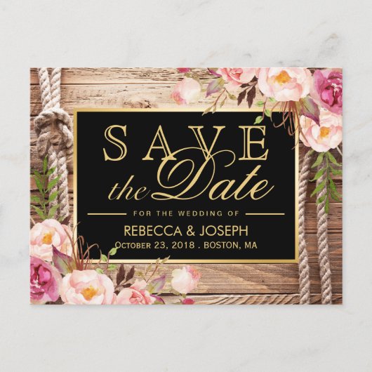 日付を保存するウェスタン素朴カントリーウッドフローラ 案内ポストカード (正面)