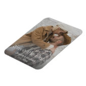 日付を保存するエレガントタイポグラフィ写真結婚の マグネット (左側)