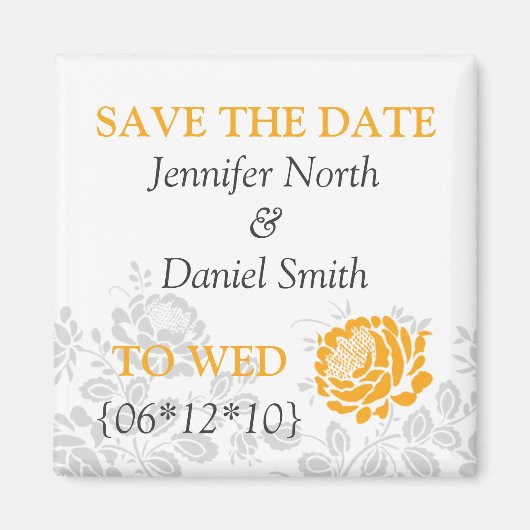 日付を保存するオレンジ マグネット (正面)