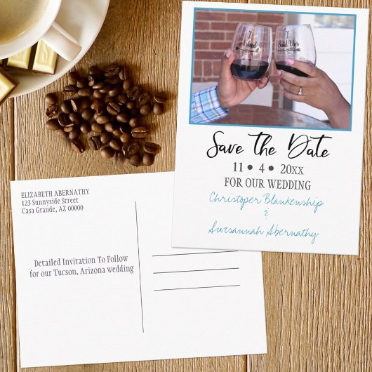 日付を保存するカスタムフォトシンプル結婚 案内ポストカード