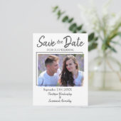 日付を保存するカスタムフォトシンプル結婚 案内ポストカード (スタンド正面)
