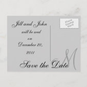 日付を保存するカスタムMonogramはがき 案内ポストカード (裏面)