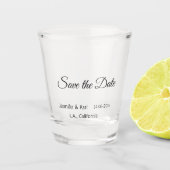 日付を保存するカップル名を配置する日付フォトテキスト ショットグラス (正面)