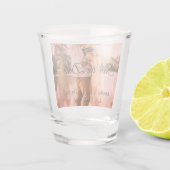 日付を保存するカップル名を配置する日付フォトテキスト ショットグラス (裏面)